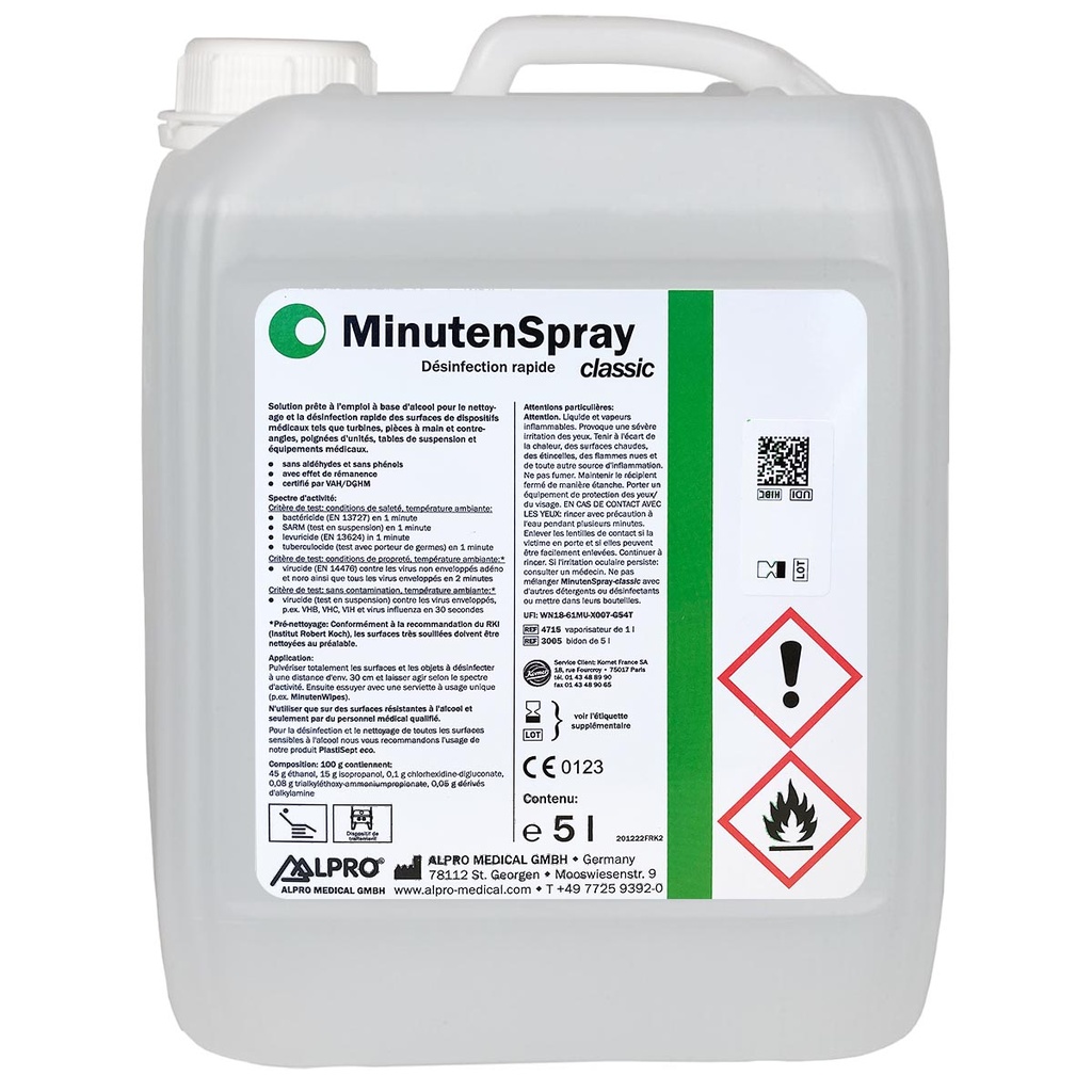 Minuten Spray, bidon de 5 litres,  pour Thalya Plus (Désinfection et nettoyage)