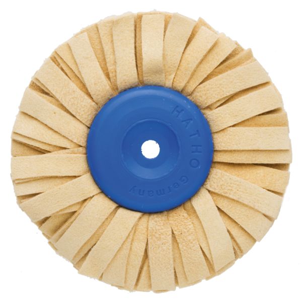 Brosse Chamois frangée 90 mm Hatho (centre plastique bleu)