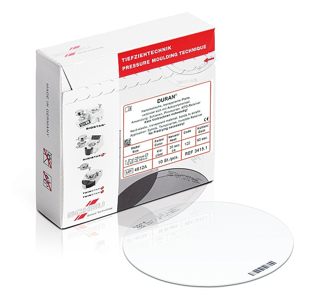 Plaque dur-élastique transparente ronde 1.5x125 mm DURAN (10 pièces)