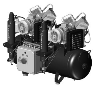 Compresseur TANDEM BICYLINDRE AC410Q 10 bar capoté