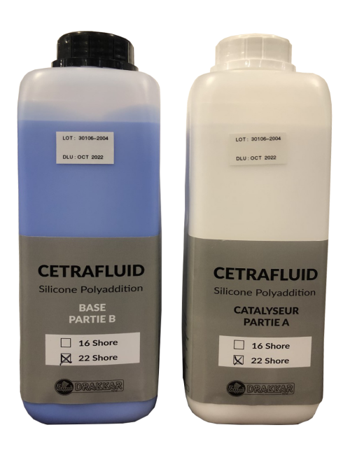 CETRAFLUID 22 Bleu lavande 2 bidons de 1L silicone de duplication