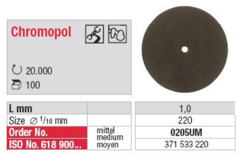 [0205UM-100] Polissoir Chromopol non monté Brun Moyen Roue 22 mm (x100)