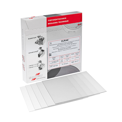 [3414.1] Plaque dur-élastique transparente carrée 1.0x125 mm DURAN (10 pièces)