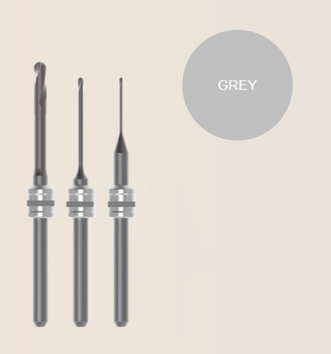 [STARTERKIT-D3-GREY] Fraises Roto D3 Grey, pack de démarrage - 2.5+1.0+0.6mm
