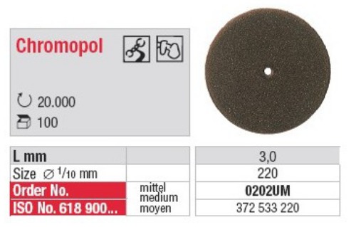[0202UM-100] Polissoir Chromopol non monté Brun Moyen Roue 22 mm (x100)