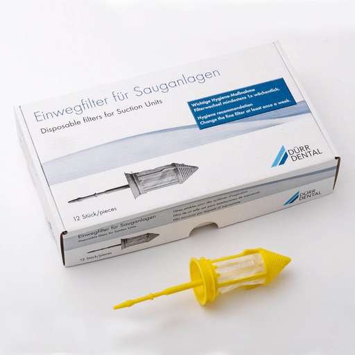 [0725-041-00] Filtres jetables jaune aspiration (x12) - DÜRR DENTAL