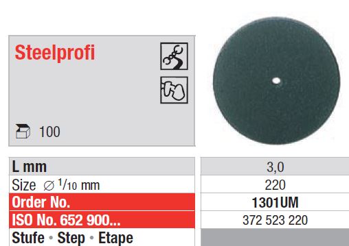 [1301UM-100] Polissoir Steelprofi non monté Noir Roue L 3,0 mm Ø 22 mm (x100)