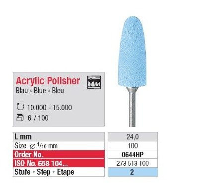 [0644HP-6] Polissoir Acrylic Polisher Bleu clair 10 mm (x6)
