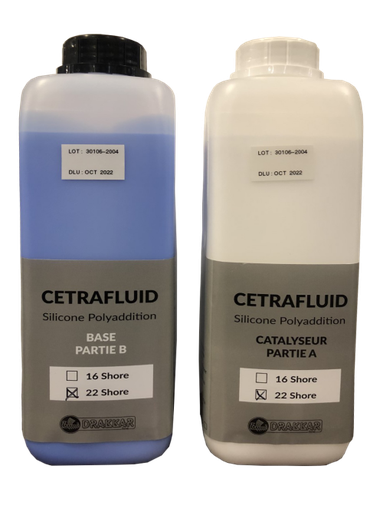 [980134] CETRAFLUID 22 Bleu lavande 2 bidons de 1L silicone de duplication
