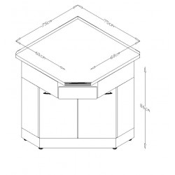 [7932] Meuble d'angle E49 2 portes + 1 Etagère