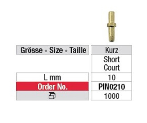 [PIN0210-1000] Dowel Pins de duplication Court (x1000)