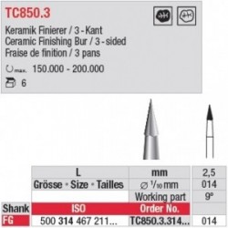 [TC850.3.314.014] Fraise de finition Carbure de tungstène 3 pans (x5)